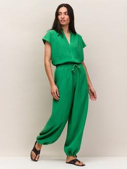 Ro&Zo Petite Cheesecloth Drawstring Cuff Trousers, Green, Green
