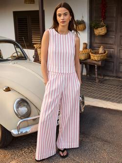 Ro&Zo Petite Stripe Trousers, Pink, Pink