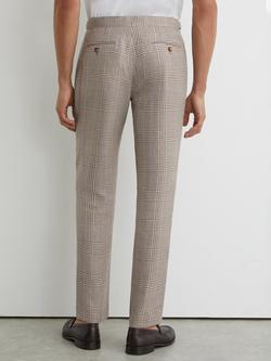Reiss Epsom Check Tailored Fit Suit Trousers, Oatmeal Brown - view 2, Oatmeal Brown