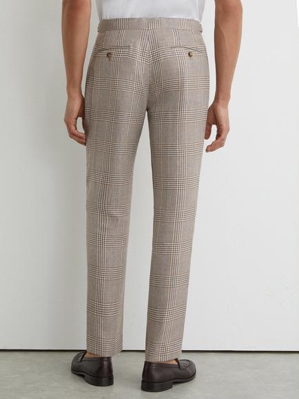 Reiss Epsom Check Tailored Fit Suit Trousers, Oatmeal Brown - view 2, Oatmeal Brown