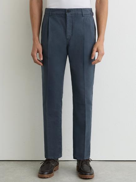 Reiss Pablo Cotton Blend Side Adjuster Tapered Trousers, Airforce Blue, Airforce Blue