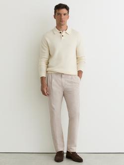 Reiss Pablo Cotton Blend Side Adjuster Tapered Trousers, Stone, Stone