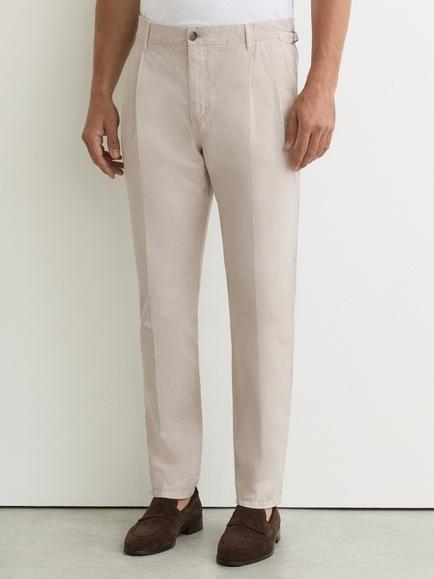 Reiss Pablo Cotton Blend Side Adjuster Tapered Trousers, Stone, Stone