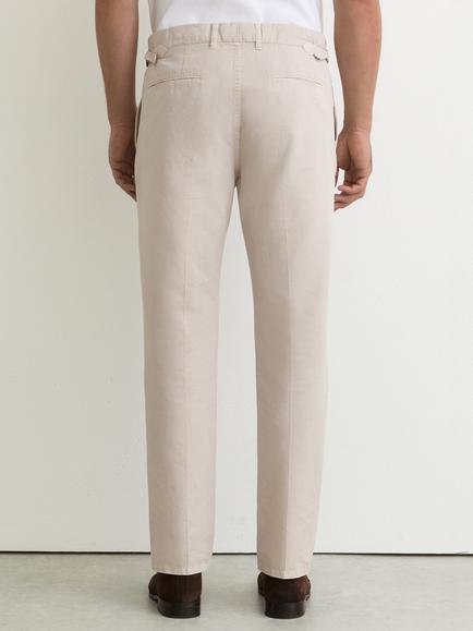 Reiss Pablo Cotton Blend Side Adjuster Tapered Trousers, Stone - view 2, Stone