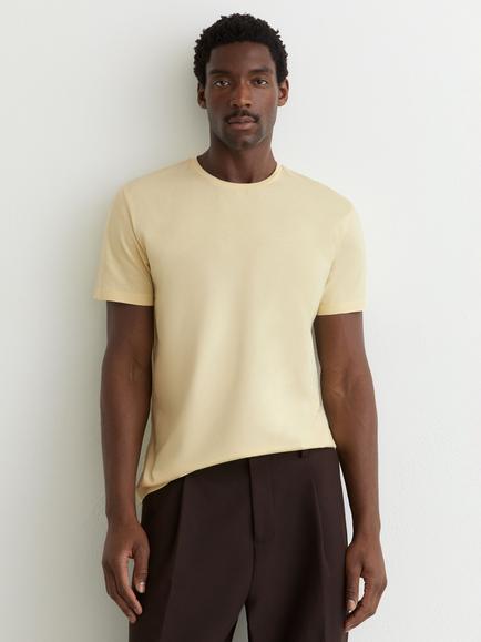Reiss Bless Cotton Crew Neck Tailored Fit T-Shirt, Sorbet Yellow, Sorbet Yellow