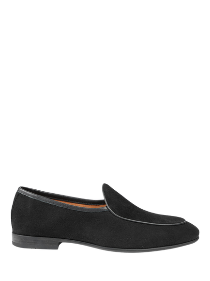 Jones Bootmaker Royce Suede Loafers, Black