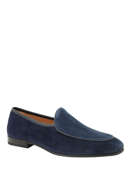 Jones Bootmaker Royce Suede Loafers - view 2, Blue