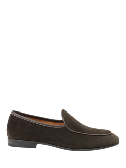 Jones Bootmaker Royce Suede Loafers, Dark Brown