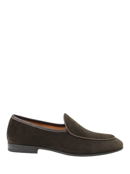 Jones Bootmaker Royce Suede Loafers, Dark Brown