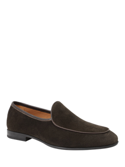 Jones Bootmaker Royce Suede Loafers - view 2, Dark Brown