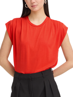 ICHI Lisken Relaxed Fit T-Shirt, Fiery Red