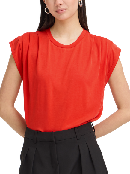 ICHI Lisken Relaxed Fit T-Shirt, Fiery Red