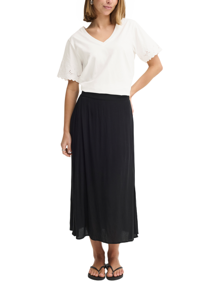 ICHI Mimmie Eyelet Sleeve T-Shirt, Cloud Dancer - view 2, Cloud Dancer
