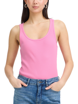 ICHI Palmer Scoop Neck Ribbed Vest Top, Wild Orchid, Wild Orchid