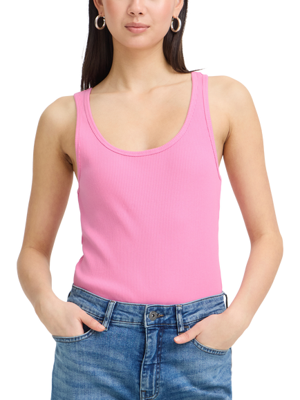 ICHI Palmer Scoop Neck Ribbed Vest Top, Wild Orchid, Wild Orchid