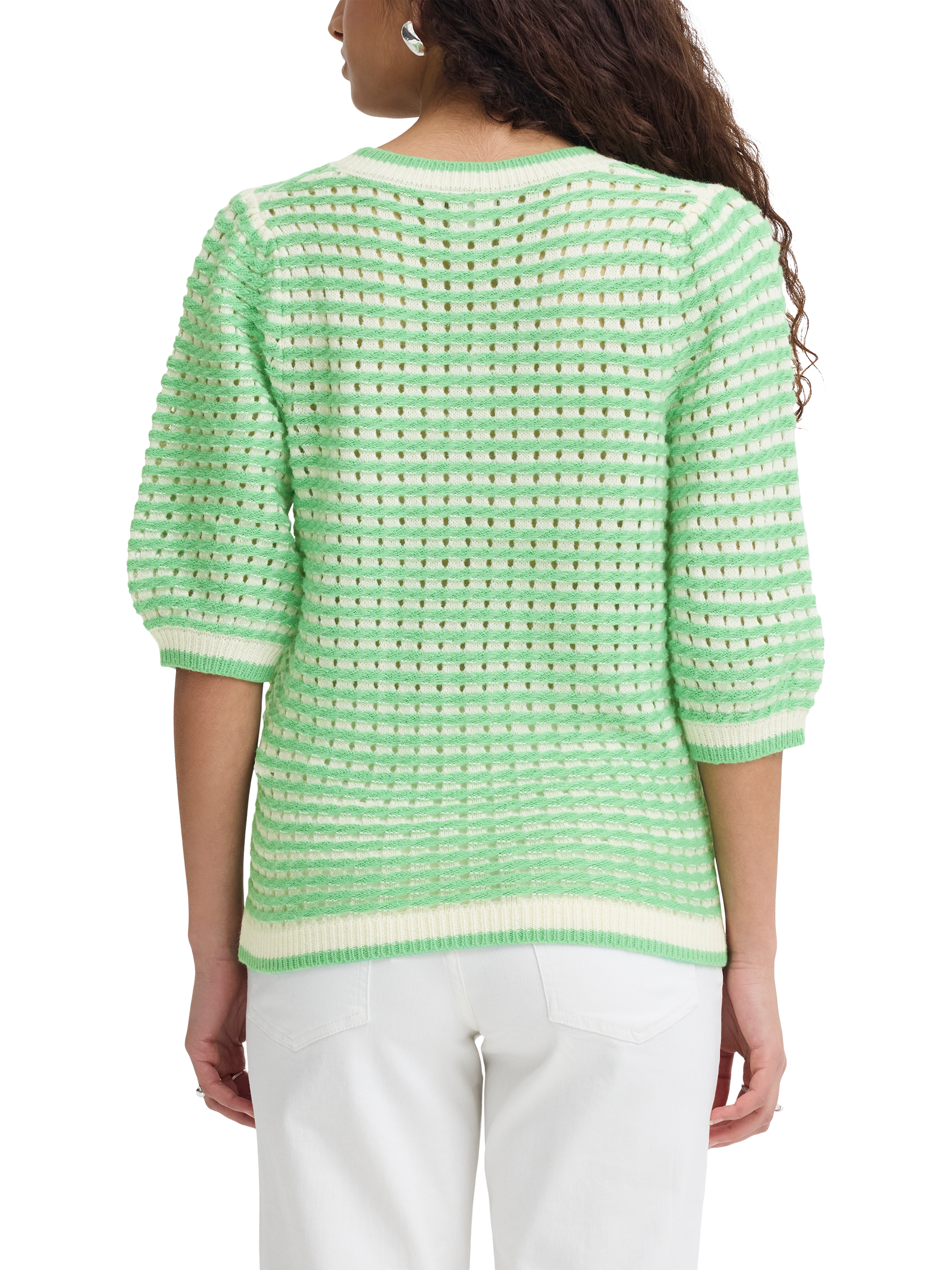 ICHI Ardina Textured Puff Sleeve Cardigan, Birch Greenbriar