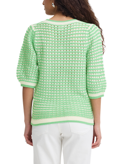 ICHI Ardina Textured Puff Sleeve Cardigan - view 2, Birch Greenbriar