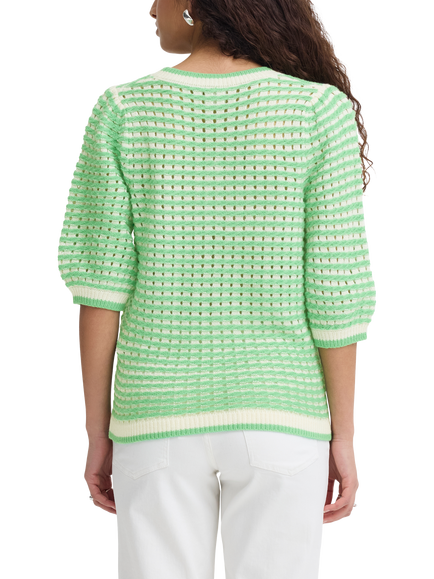 ICHI Ardina Textured Puff Sleeve Cardigan - view 2, Birch Greenbriar