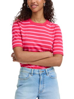 ICHI Luls Stripe T-Shirt, Azalea Pink, Azalea Pink