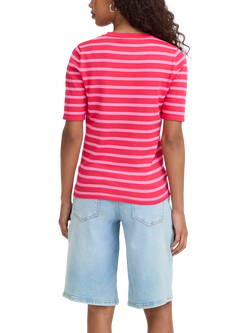 ICHI Luls Stripe T-Shirt, Azalea Pink - view 2, Azalea Pink
