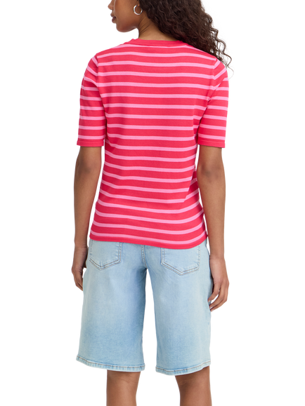 ICHI Luls Stripe T-Shirt, Azalea Pink - view 2, Azalea Pink
