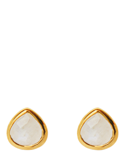 Orelia LUXE Semi Precious Moonstone Stud Earrings, Gold/White, Gold/White