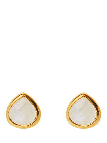 Orelia LUXE Semi Precious Moonstone Stud Earrings, Gold/White, Gold/White