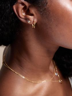 Orelia LUXE Semi Precious Moonstone Stud Earrings, Gold/White - view 2, Gold/White