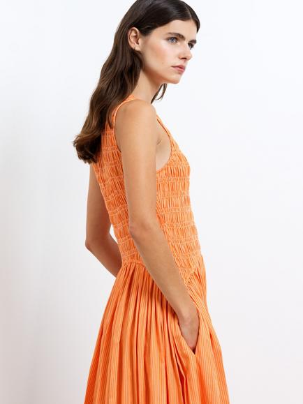 French Connection Alexis Cotton Stripe Midi Dress, Orange - view 2, Orange