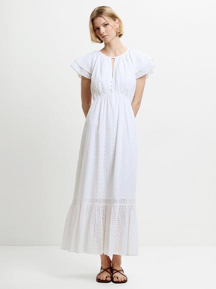 French Connection Bonnie Trisha Broderie Maxi Dress, Linen White, Linen White