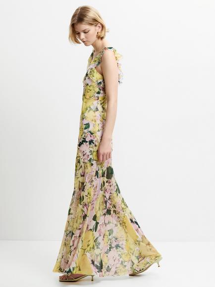 French Connection Carla Ari Floral Chiffon Maxi Dress, Yellow/Multi - view 2, Yellow/Multi