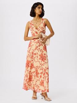 Whistles Lily Floral V-Neck Maxi Dress, Yellow/Multi, Yellow/Multi