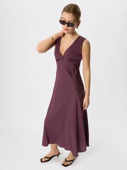Whistles Sleeveless Spot Print Midi Dress, Purple/Multi