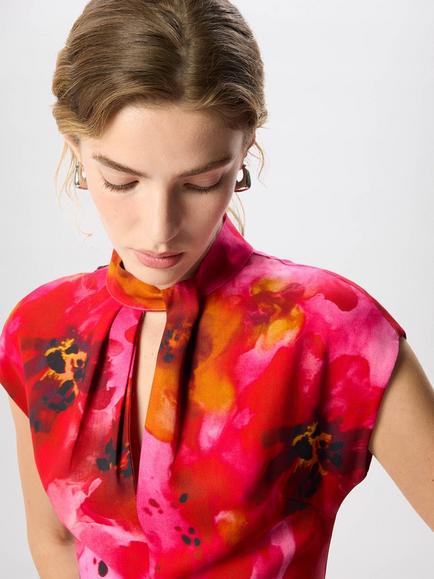 Whistles Painterly Floral Midi Dress, Pink/Multi - view 2, Pink/Multi