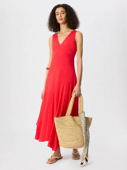 Whistles Sleeveless Tiered Midi Dress, Red, Red