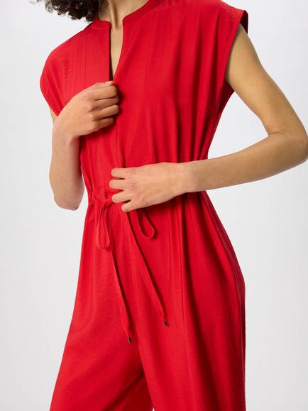 Whistles Petite Sleeveless Drawstring Jumpsuit, Red - view 2, Red