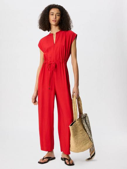Whistles Sleeveless Drawstring Jumpsuit, Red, Red