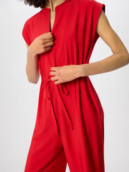 Whistles Sleeveless Drawstring Jumpsuit, Red - view 2, Red