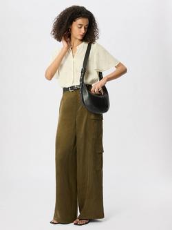 Whistles Short Sleeve Button Front Floral Blouse containing LENZING™ ECOVERO™ Viscose, Ivory/Multi - view 2, Ivory/Multi