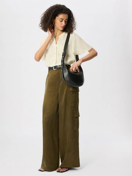 Whistles Short Sleeve Button Front Floral Blouse containing LENZING™ ECOVERO™ Viscose, Ivory/Multi - view 2, Ivory/Multi