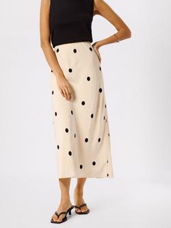 Whistles Satin Jacquard Spot A-Line Skirt, Cream/Multi, Cream/Multi