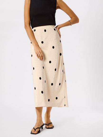 Whistles Satin Jacquard Spot A-Line Skirt, Cream/Multi, Cream/Multi