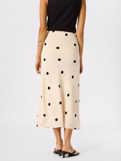 Whistles Satin Jacquard Spot A-Line Skirt, Cream/Multi - view 2, Cream/Multi