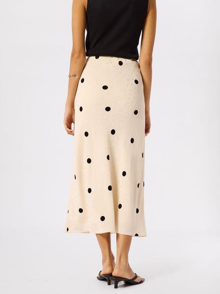 Whistles Satin Jacquard Spot A-Line Skirt, Cream/Multi - view 2, Cream/Multi