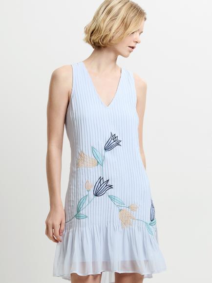French Connection Larina Sleeveless Floral Applique Mini Dress, Blue - view 2, Blue