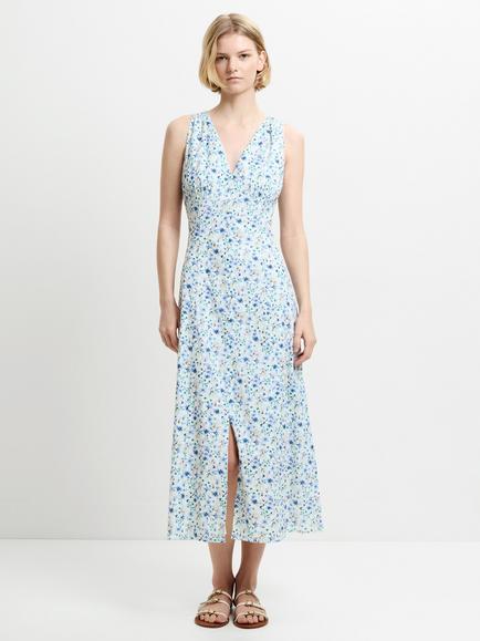 French Connection Minnie Midi Dress, Ivory/Multi, Ivory/Multi