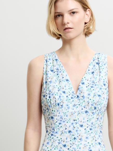 French Connection Minnie Midi Dress, Ivory/Multi - view 2, Ivory/Multi