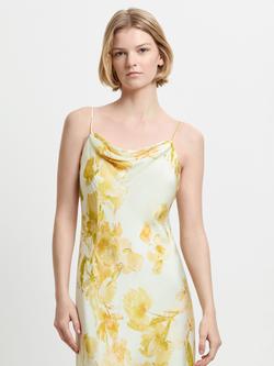 French Connection Oona Satin Floral Slip Dress - view 2, Yellow