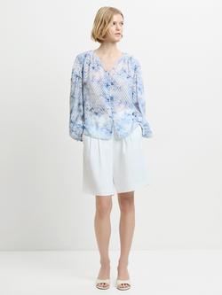 French Connection Daisy Abilene Sleeve Blouse, Blue Multi, Blue/Multi