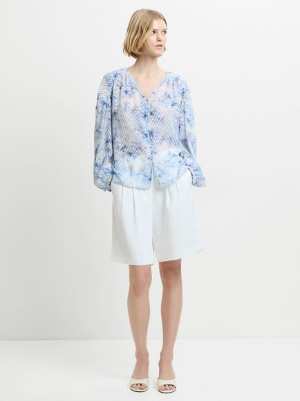 French Connection Daisy Abilene Sleeve Blouse, Blue Multi, Blue/Multi